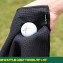 Handy Picks Golf Club Cleaner with Water Bottle Holds 5.5 OZ, Heavy Duty Metal Retractable Magnetic Clip, Waffle Microfiber Golf Towel, Ideal Water Brush Combo (Black)