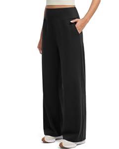 SUUKSESS Women Casual Wide Leg Pants 2025 High Waisted Lounge Work Pant with Pockets (Black, M)