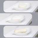 Soap Dish 2PCS, Self-Draining Bar Soap Holder, Leaf Shape Ceramic Drain Soap Dishes for Bathroom Kitchen, Easy to Clean Keeps Soap Dry, White, ANTIS'S HOME