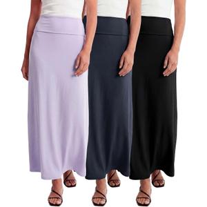 3 Pack Women's Maxi Skirts Long Flowy High Waisted Summer Work Casual Party