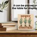 Howdy Christmas Western Cactus Cowgirl Boots Wooden Box Sign, Country Christmas Wood Signs For Home Office Desk Shelf Table Decor, Western Decorations, 6x6 Inch (color-8)