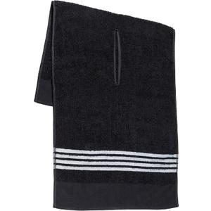 The Tour Towel | Large Golf Caddy Towel Terry Cloth, Absorbent 19" x 44", Center Cut, Perfect Hang Golf Cart Accessory and Golf Bag, Multiple Colors (Black W/White Stripes)