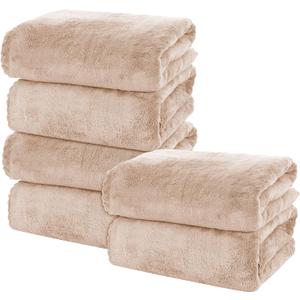 MOONQUEEN 6 Pack Premium Bath Towel Set - Quick Drying - Microfiber Coral Velvet Highly Absorbent Towels - Multipurpose Use as Bath Fitness, Bathroom, Shower, Sports, Yoga Towel (Brown)