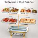 Sifer 11Qt Chafing Dishes for Buffet, No Any Screws, 4 Pack, Gold