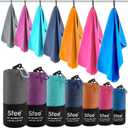 Sfee 2 Pack Microfiber Travel Towel, Quick Dry Towel Camping Towel Large Beach Towel Super Absorbent Compact Lightweight Sports Gym Towels for Beach, Gym, Hiking, Pool, Backpacking, Bath, Yoga (L 60"x30"+24"x15", Navy Blue)