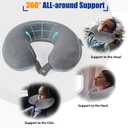 SAIREIDER Travel Pillows for Sleeping Airplane 100% Pure Memory Foam Neck Pillow for Airplanes Washable Cover(Grey)