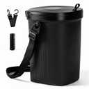 Trash Can for Car with Lid, Leakproof & 100% Silicone Can, 2 Gallon, Black