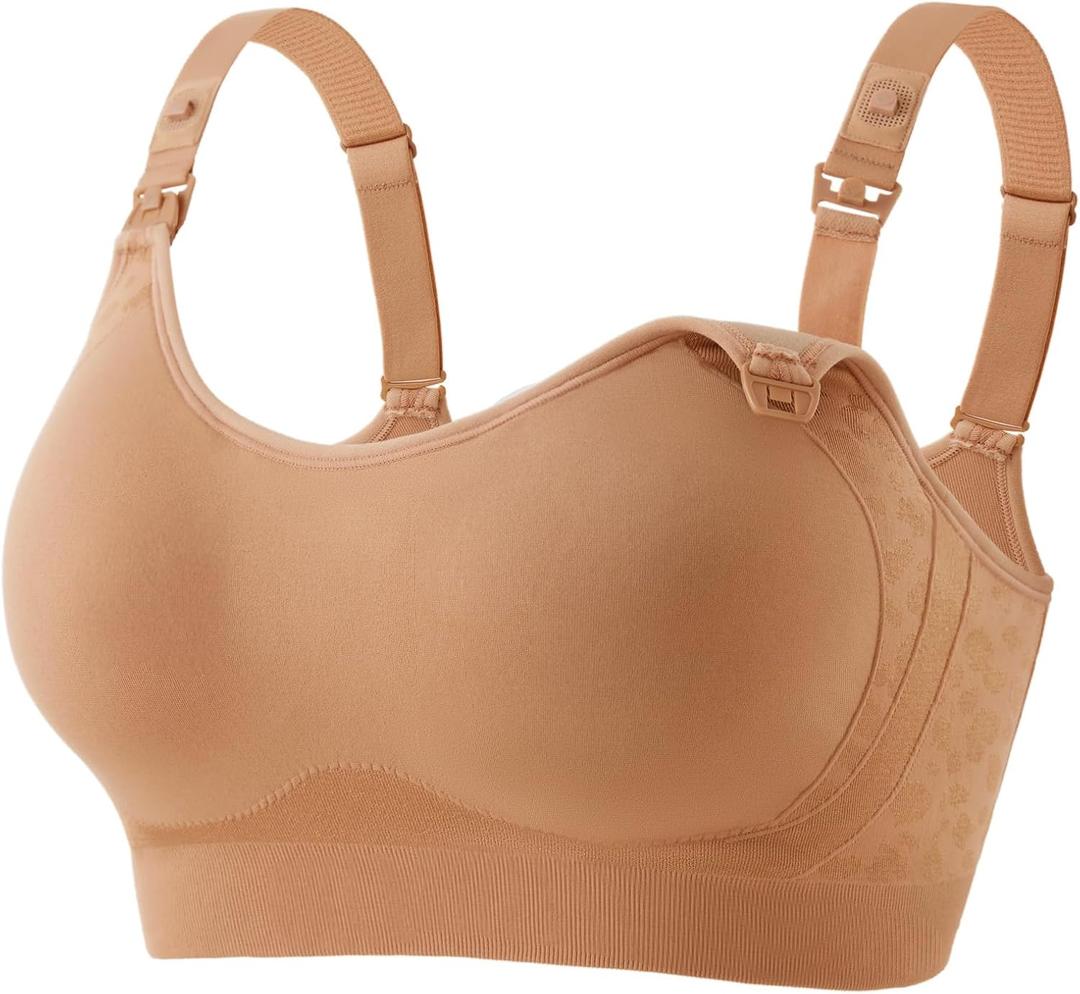 HOFISH Nursing Bras for Breastfeeding, TwinClips Wearable Pump Bra Fixed Pad, Adjustable Support Maternity Bra for Pregnancy (M)