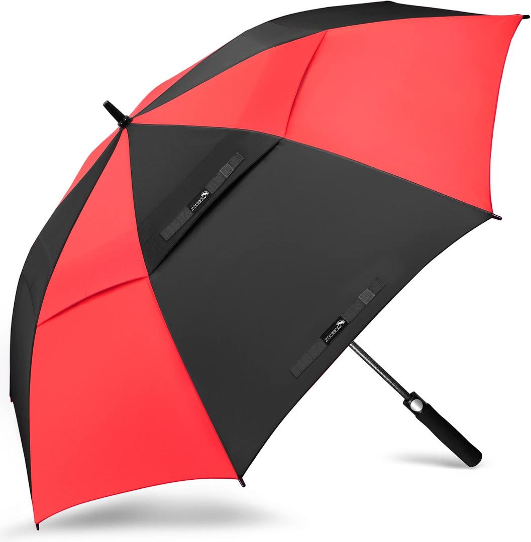 ZOMAKE Automatic Open Extra Large Golf Umbrella 51/54/62/68/72 Inch, Double Canopy Vented Windproof Oversize Stick Umbrellas for Rain