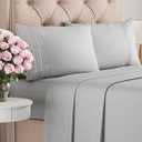 Full Size 4 Piece Sheet Set - Comfy Breathable & Cooling Bed Sheets Set - Hotel Luxury Bedding for Women, Men, Kids & Teens - Deep Pockets, Easy-Fit, Super Soft & Wrinkle Free - Oeko-Tex - French Grey