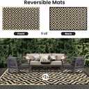 Smiry Waterproof Outdoor Rug 5x8 ft, Reversible Plastic Straw Patio Camping Rugs, Outdoor Indoor RV Mat Carpet for Patio, Outside Entry, Backyard, Deck, Bench, Picnic, Camper, Black & Beige