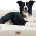 Comfort Expression Orthopedic Dog Bed for Large Dogs 36x27 Inch, Waterproof Supportive Egg Crate Foam Large Pet Bed with Removable Bolsters, Dog Couch with Washable Cover & Non-Slip Bottom, Beige