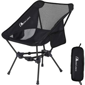 MOON LENCE Portable Camping Chair Backpacking Chair - The 4th Generation Ultralight Folding Chair - Compact, Lightweight Foldable Chairs for Hiking Mountaineering, Beach (Black-1Pack)