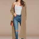 Long Cardigan Sweaters for Women 2026 Spring Fall Open Front Long Sleeve Clable Knit Sweater Coat with Pockets (Small, Khaki)