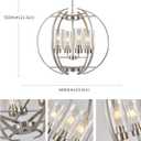 BOZO Brushed Nickel Chandeliers for Dining Room Light Fixtures Over Table,24" Globe Farmhouse Hanging Lighting Fixtures Industrial Pendant Light for Foyer Bedroom Kitchen Living, Large