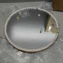 SWTHONY 15inch Small Round Boho Beaded Mirrors for Wall Decor, Cute Decorative Hanging Wooden Circle Nursery Mirror for Girl Room, Bedroom, Livingroom
