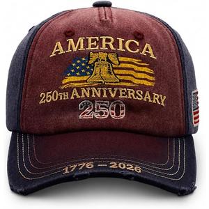250th Anniversary USA Hat, Retro Embroidered Baseball Cap with Bell & USA Flag Design, 250th Anniversary Patriotic Hat 1776-2026, 4th of July Independence Day Baseball Cap for Men Women