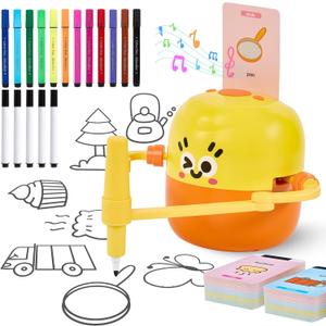 Drawing Robot for Kids, Interactive Educational Drawing Machine with Voice Interaction, Montessori Painting Learning Toy with 150 Word Cards, Birthday for Boys Girls 3 4 5 6 7 8