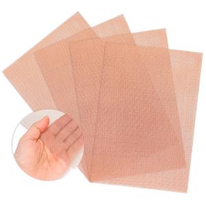 Yaocom 4 Pack 11.81 x 8.27 Inches Copper Woven Mesh Screen 99.9% Pure Copper Wire Metal Mesh Sheet for Air Vent Mesh, Hole Blocking, Grounding, Dense Filter Window Protection