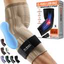 DR. BRACE® Elite Elbow Brace Support, Breathable Elbow Compression Sleeve with Gel Pad for Golfer's, Tennis Elbow & Tendonitis Treatment & Pain Relief 2024 (Nude (Beige), Size L