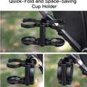 Gromast 3 in 1 Foldable Stroller Cup Holder with Phone Holder, 360 Rotatable Bottle Holder, Universal Cup Holder for Stroller, Wheelchair, Bike, Walker, Scooter, Tricycle - Black