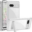 Pack of 2 FunnyWin Google Pixel 8 Pro Clear Hybrid Acrylic TPU Bumper Shockproof Case with Metal Kickstand & Screen Protector