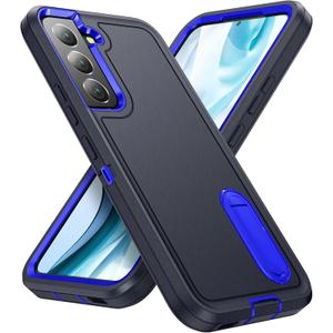 for Samsung Galaxy S22 Plus Case with Kickstand Case 3-Layer Military Grade Protective Case Cover Silicone Rugged Shockproof for Galaxy S22+ Plus Phone Case (Navy+Blue)