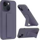 Varikke Compatible with iPhone 14 Plus Case with Stand, Magnetic Vertical & Horizontal Kickstand Hand Strap Protective Phone Case, Slim Cute Silicone Cover 6.7 Inch, Dark Purple
