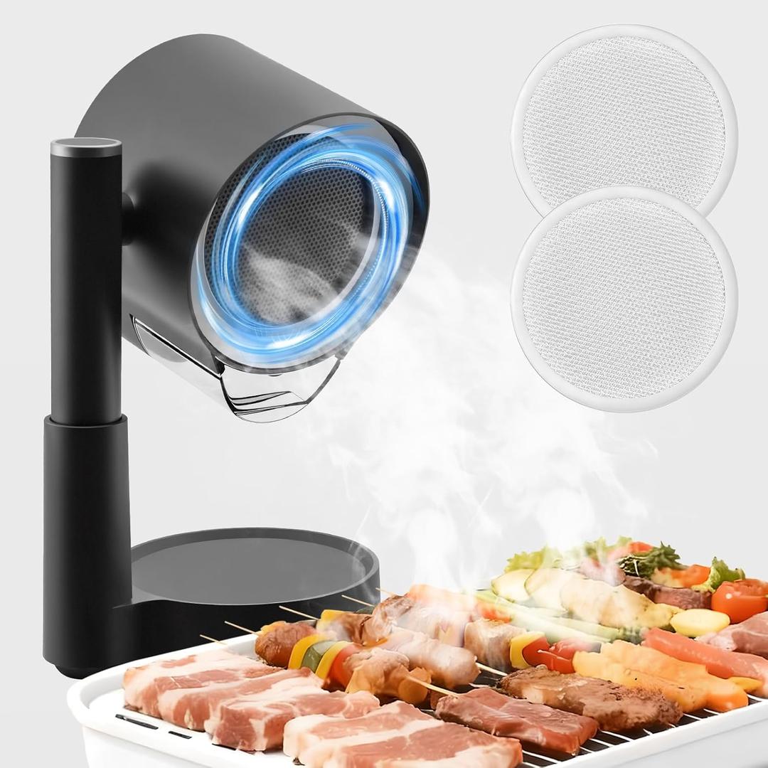Portable Range Hood, 3-Speed Kitchen Exhaust Fan with 4" Height & 30-120 Tilt, Detachable Oil Cup & Dual Filters(2), for RV, Apartment Cooking, Indoor BBQ,Hot Pot