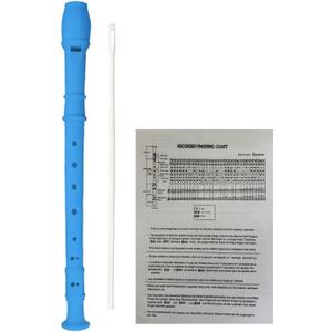 Soprano Recorder 8 Hole Classic German Style Descant Flute Musical Instruments + Cleaning Rod + Instruction for Beginners School Graduation Gift (Blue)