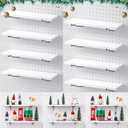 Qunclay 8 Pack Pegboard Shelf Set Wooden Shelves with Metal Brackets Hook Wall Pegboard Shelving Heavy Duty Accessories for Crafts Home Office Garage Workbench(White)(14.96"D x 5.51"W x 0.59"H)