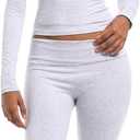 2 Piece Lounge Sets for Women Casual Long Sleeve Crop Top Fold Over Flare Yoga Leggings Pants Outfits Pajamas Set (X-Small, Grey)