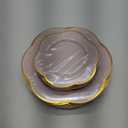 Liacere 50PCS Pink Plastic Plates - Heavy Duty Pink Disposable Plates - Pink and Gold Plastic Plates Include 25PCS Pink Dinner Plates,25PCS Pink Dessert Plates for Mother's Day& Baby Shower Gifts