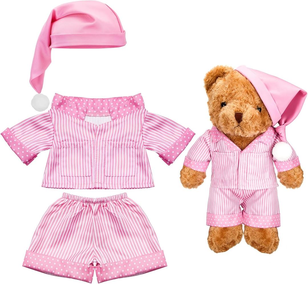 Civaner Stripe Bear Clothes Stuffed Animal Clothes 12 -16 Inch Build a Lovely Stuffed Animal Costumes and Accessories Fit, Bear is Not Included(Pink)