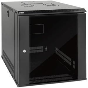 Tecmojo 12U Wall Mount Server Cabinet IT Network Rack Enclosure Lockable Door and Side Panels Black,Cooling Fan,Glass Door,17.7inch Depth,for 19” IT Equipment,A/V Devices