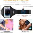 Running Armband with Earphone Bag Cell Phone Armband for iPhone 17 16 15 Pro 14 Plus 13 11 XR, Galaxy S24/S10 Water Resistant Sports Phone Holder Case & Zipper Slot Car Key Holder for 6.9 inch Phone, M: Medium Arm