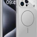 TOBOVON for iPhone 15 Pro Case with Camera Lens Protector, Compatible with MagSafe, Slim Matte Magnetic Shockproof Phone Cover for iPhone15 Pro, Silver