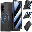 Goton for Samsung Galaxy Z Fold 7 Case with Privacy Screen Protector, Black | Compatible with MagSafe & Hidden Kickstand & Hinge Protection, Shockproof Double-layer Magnetic Protective Phone Cover