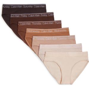 Calvin Klein Girls' Bikini Days of the Week Seven Pack (Small, Naturals)