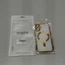 Misscase for iPhone 16 Case with Privacy Screen Protector,Compatible with MagSafe,Cute Wave Frame Anti-Scratch Case with Camera Lens Protector Plating Bling Case for iPhone 16 6.1" Women Gold