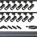 Ultra-Bright Black H Type Track Lighting Kit 6000K Cool White, 12 Heads 20W 2400lm with 13.1FT Track Rails, Dimmable Plug in LED Track Lights Modern Indoor Spotlight Fixture