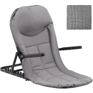 Adjustable Lifting Bed Backrest with Armrests, 7-Level Folding Sit Up Support, Portable Multifunctional Bed Chair with Pillow for Neck Head & Lumbar Support for Elderly Patients Reading Resting