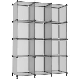 AWTATOS Cube Storage Organizer Closet Storage Cubes Shelves Bookshelf Clothes Organizer DIY Plastic 12 Cube Shelves for Home, Bedroom, Grey ULPZ022