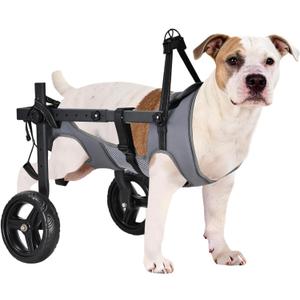 Dog Wheelchair for Back Legs, Adjustable Height/Length/Width, Sturdy Wheelchair with All-Terrain Shock-Absorbing Wheels, Mobility Support for Injured or Disabled Small & Medium Dogs & Cats (gray)