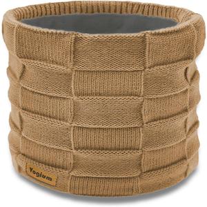 Adults Knit Thermal Neck Warmer Gaiter | Windproof Fleece-Lined Face Mask | Unisex Winter Scarf for Work & Ski Gear (Brown)