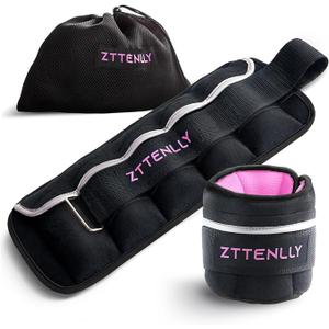 ZTTENLLY Adjustable Ankle Weights 1 To 5 LBS Pair with Carry Bag - Breathable Fabrics, Reflective Trim - Strength Training Leg Wrist Arm Ankle Walking