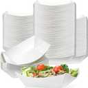 MotBach 150 Pack 1Lb Paper Food Boat Trays Disposable Paper Boat Plates Containers, White Kraft Food Serving Tray Boats Bowls for Snack Fries Popcorn BBQ Sandwich HotDog Dessert Taco Nacho