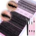 CORUSCATE Lash Clusters Kit 60D80D with Lash Spikes Eyelash Clusters Volume Cluster Eyelash Extensions Kit 10-21mm DIY Spiky Individual Lashes Extension Kit Mega Eyelashes Mink Strip Cluster Lashes