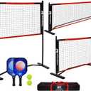 Hoverphenix 10FT Mini Pickleball Net, 4FT Adjustable Height Dink Training Rebounder Net with Paddles Set of 2, Pickleballs and Carry Bag for Outdoor Indoor Driveway Game, Easy Setup