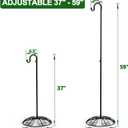2 Pack 37" - 59" Adjustable Shepherds Hooks Stand, Hanging Wind Chimes, Hummingbird Feeders, Lanterns, Plants and Wreath, Suitable for Outdoor Indoor, Holds Up to 11 LBS